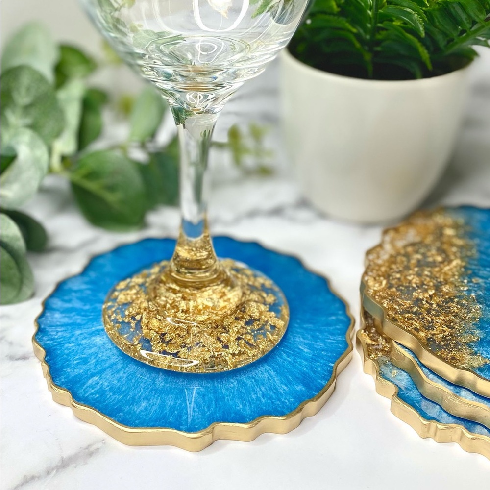 Blue and Gold Geode Coasters - Picture 7 of 10